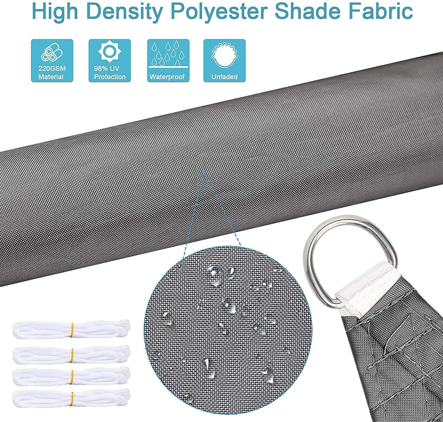 KeepTpeeK Sun Shade Sail Rectangle Outdoor Sun Shade Cloth Patio Cover Canopy Awning Waterproof Cover for Outdoor Patios Playground Yard Backyard