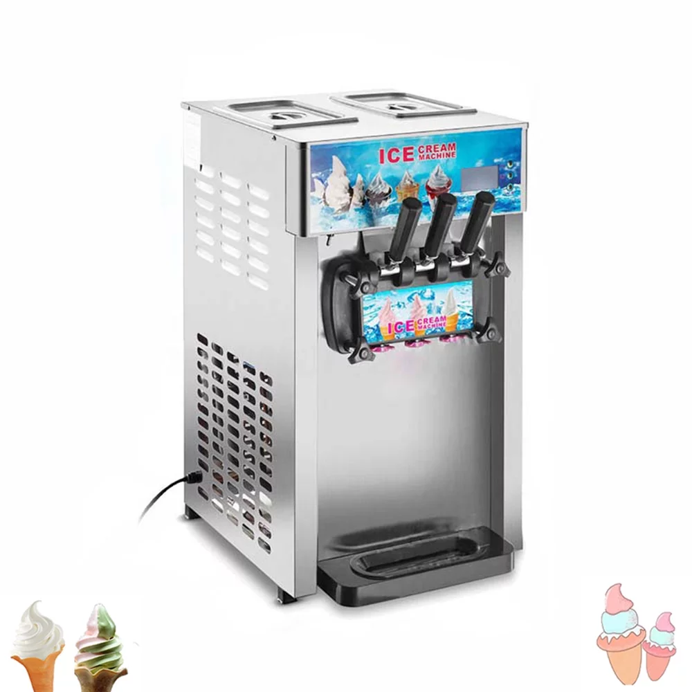 PreAsion 3 Flavor Soft Serve Ice Cream Machine Electric Ice Cream Make 1400W