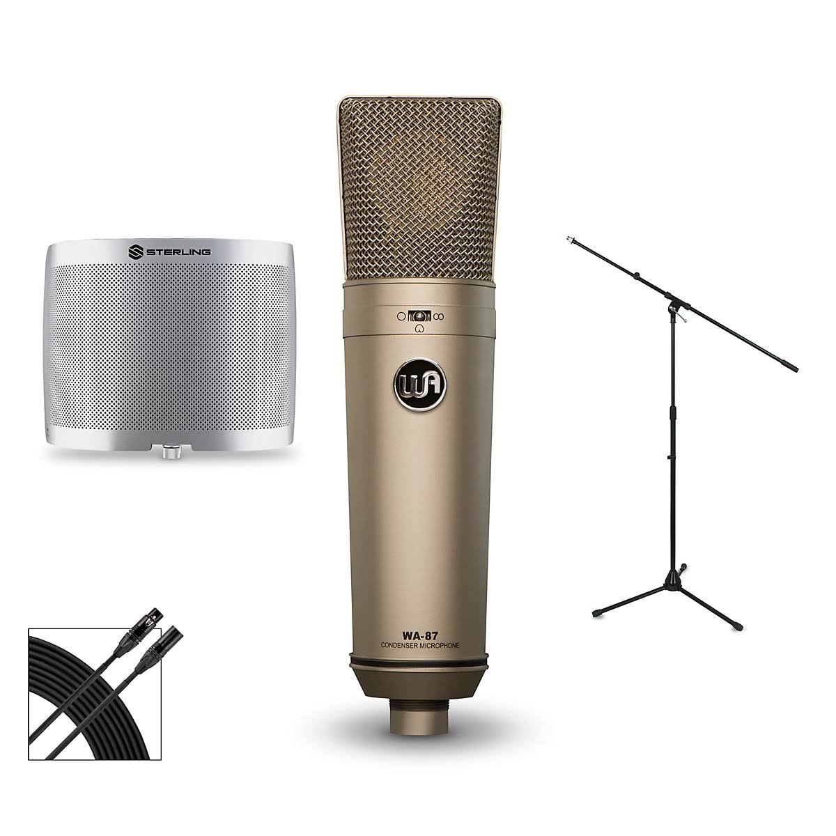 Warm Audio WA-87 Package with Sterling Audio Vocal Microphone Shield - Megean