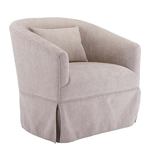 ODUWA Swivel Accent Armchair Set of 2,Upholstered 360 Degree Swivel Barrel Chair with Skirt