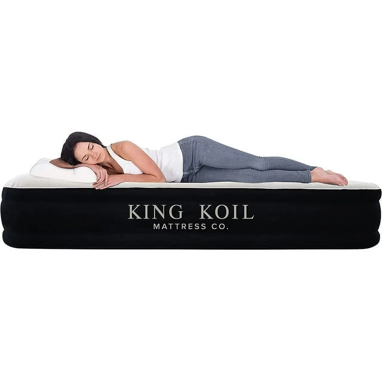 King Koil Luxury 13in Queen Air Mattress with Built-in Pump for Home, Camping & Guests