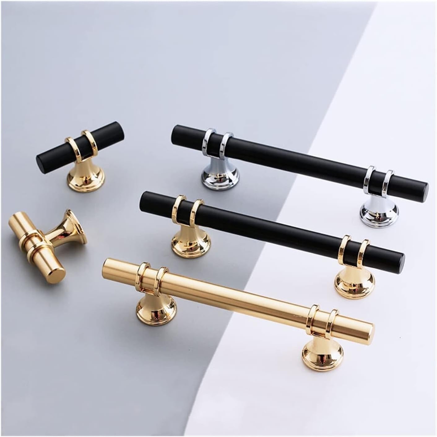 Cabinet Handles/Drawer Pull Modern Zinc Alloy Black Gold Door Handles Kitchen Cabinet Handles Solid Drawer Knobs Fashion Furniture Handle Hardware