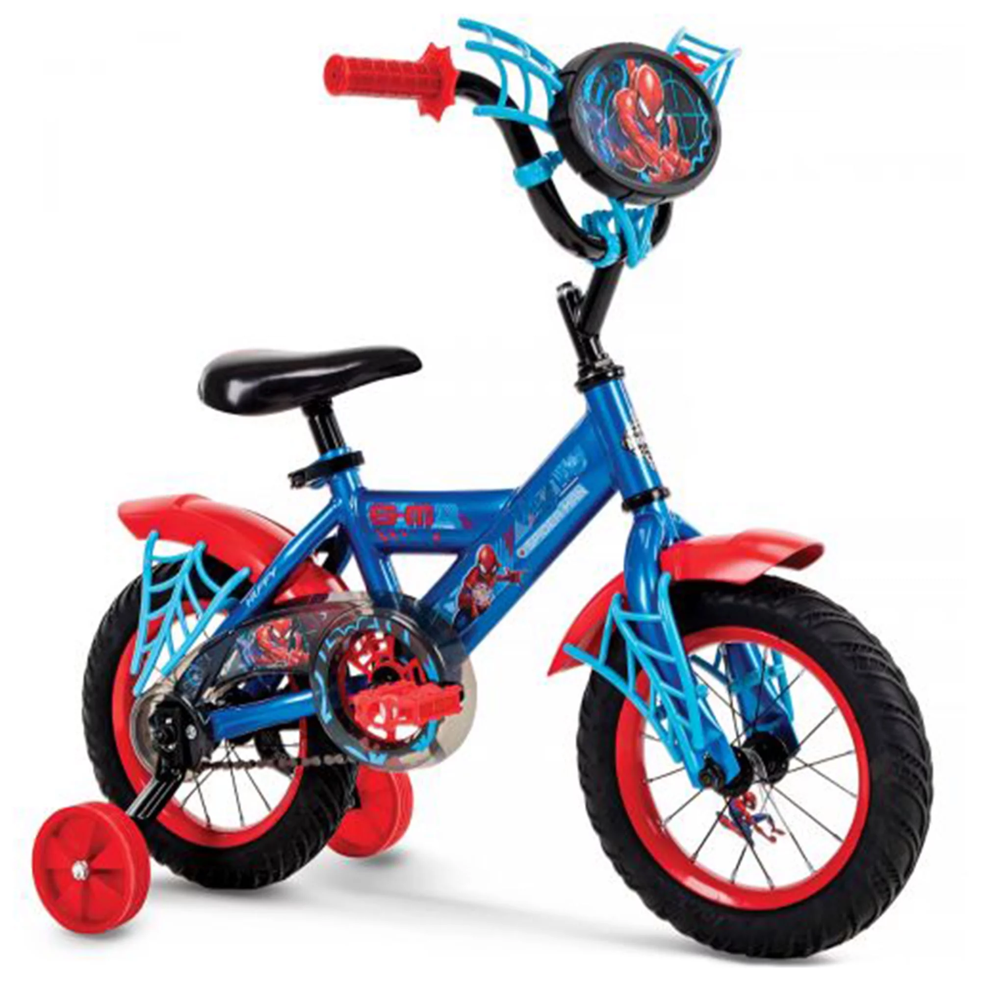 Huffy 12 Inch Marvel Spider-Man Kids First Bike with Training Wheels, Blue - Radiant Selections
