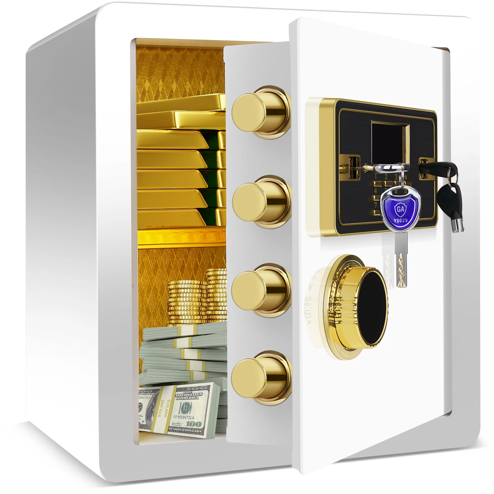 Home Safe with Digital Keypad and Sensitive Alarm System, Money Safe With Removable Shelf and LED Light