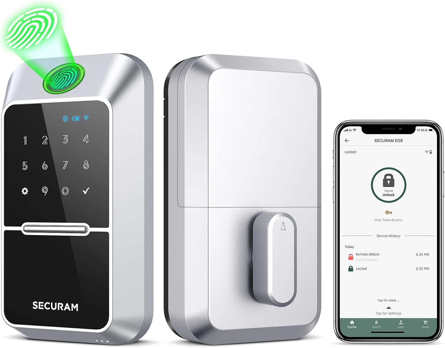 SECURAM EOS Wi-Fi Smart Lock w/ Fingerprint, Code, Remote Control, High-Security Keyless Entry Door Lock, Voice Control with Alexa & Google