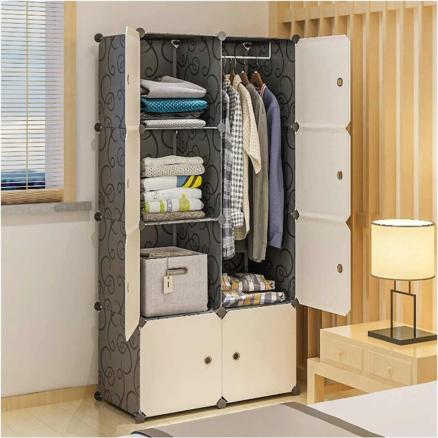 HOOMHIBIU Wardrobe Closet Portable Wardrobe Closets White Bedroom Armoire Clothes  Organizer 29.5" L X 18.5" D X 57.8"