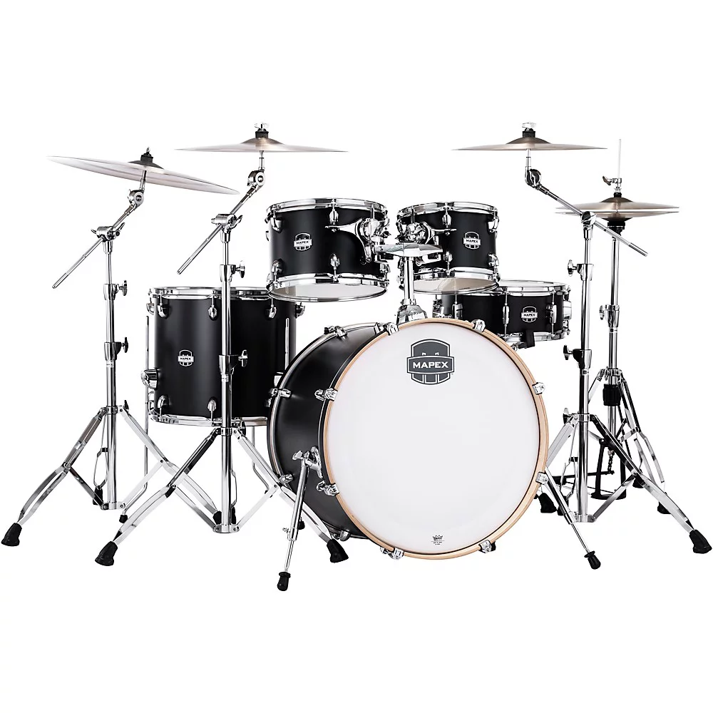 Mapex Mars Maple Rock 5-Piece Shell Pack With 22" Bass Drum Matte Black - Curated Treasures Market