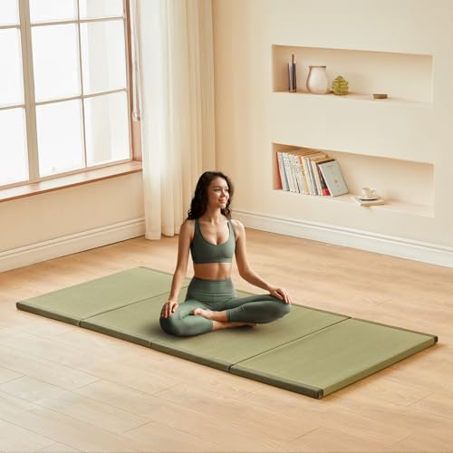 HAGiHARA Japanese Traditional Tatami Mat,35.4"x78.7"x1.2" Foldable Floor Mattress, Japanese Rush Grass Tatami Floor Mat for Meditation, Yoga