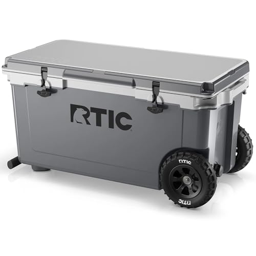 RTIC 72 Quart Ultra-Light Wheeled Cooler Hard Insulated Portable Ice Chest Box for Beach, Drink, Beverage, Camping, Picnic, Fishing, Boat, Barbecue