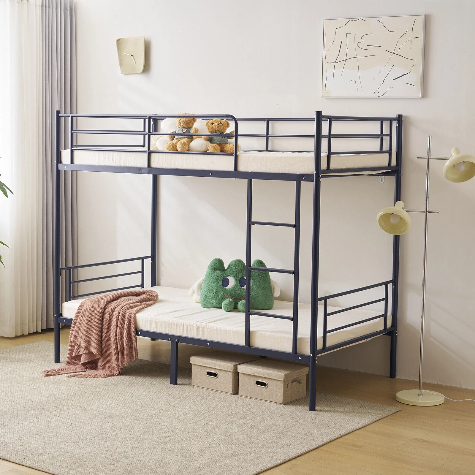 Heavy Duty Metal Twin Over Twin Bunk Bed Frame Ladder Kids Adult Child Bedroom - Curated Treasures Market