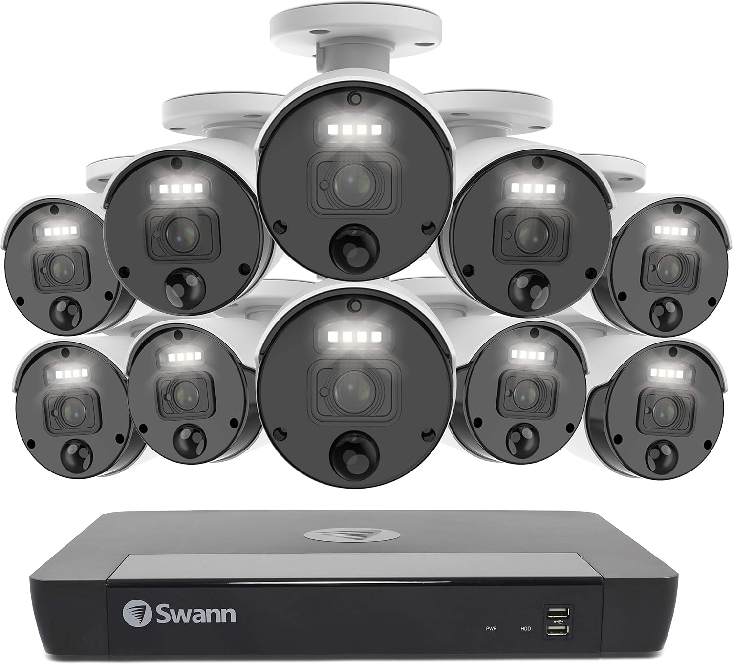 Swann Security Camera System CCTV, 8 Camera 8 Channels POE NVR Master 4K Upscale Video Wired Surveillance, Indoor Outdoor, Night Vision