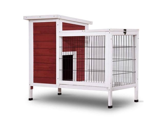 Lovupet Wooden Rabbit Hutch Bunny Cage Bunny Hutch for Indoor Outdoor with Yard Auburn 1510