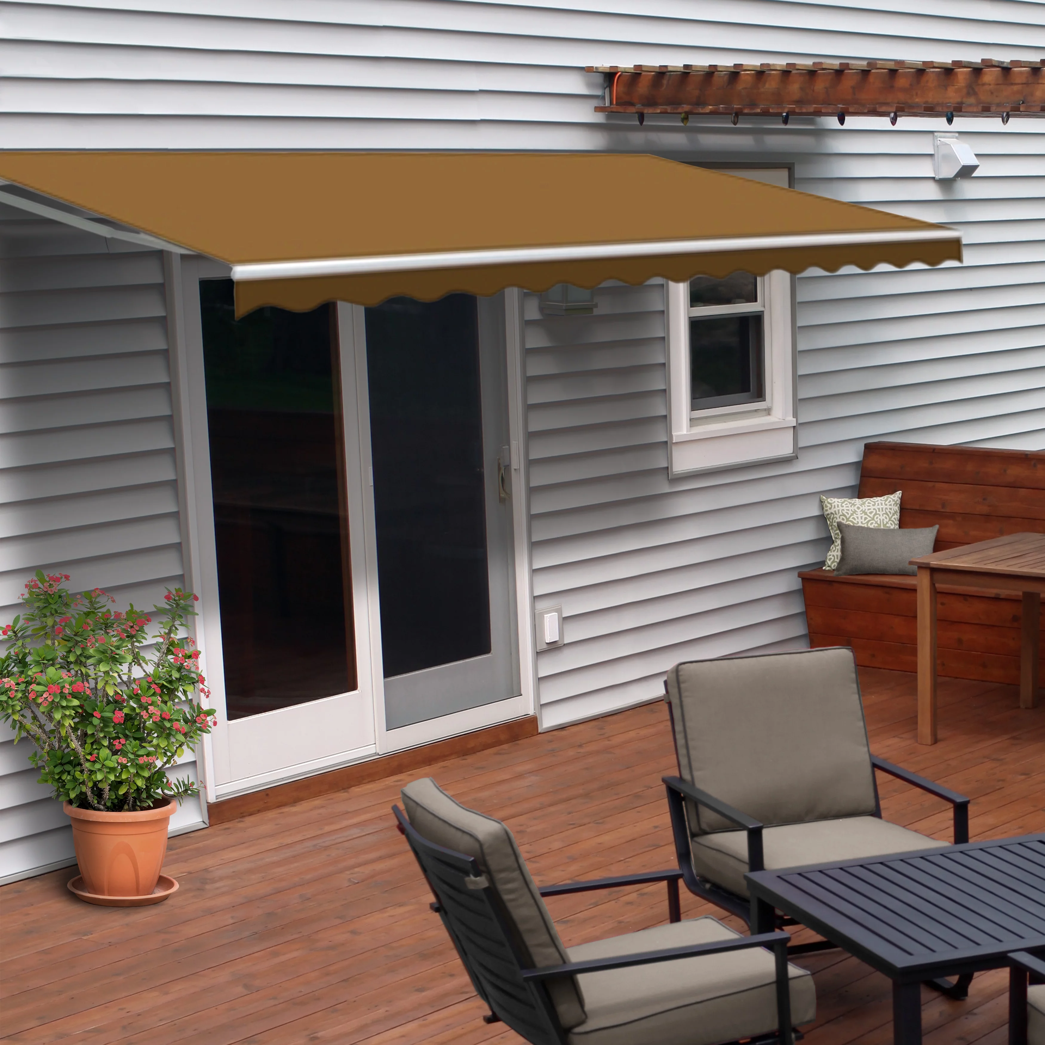 ALEKO 13' x 10'  Sand Retractable Patio Awning Canopy