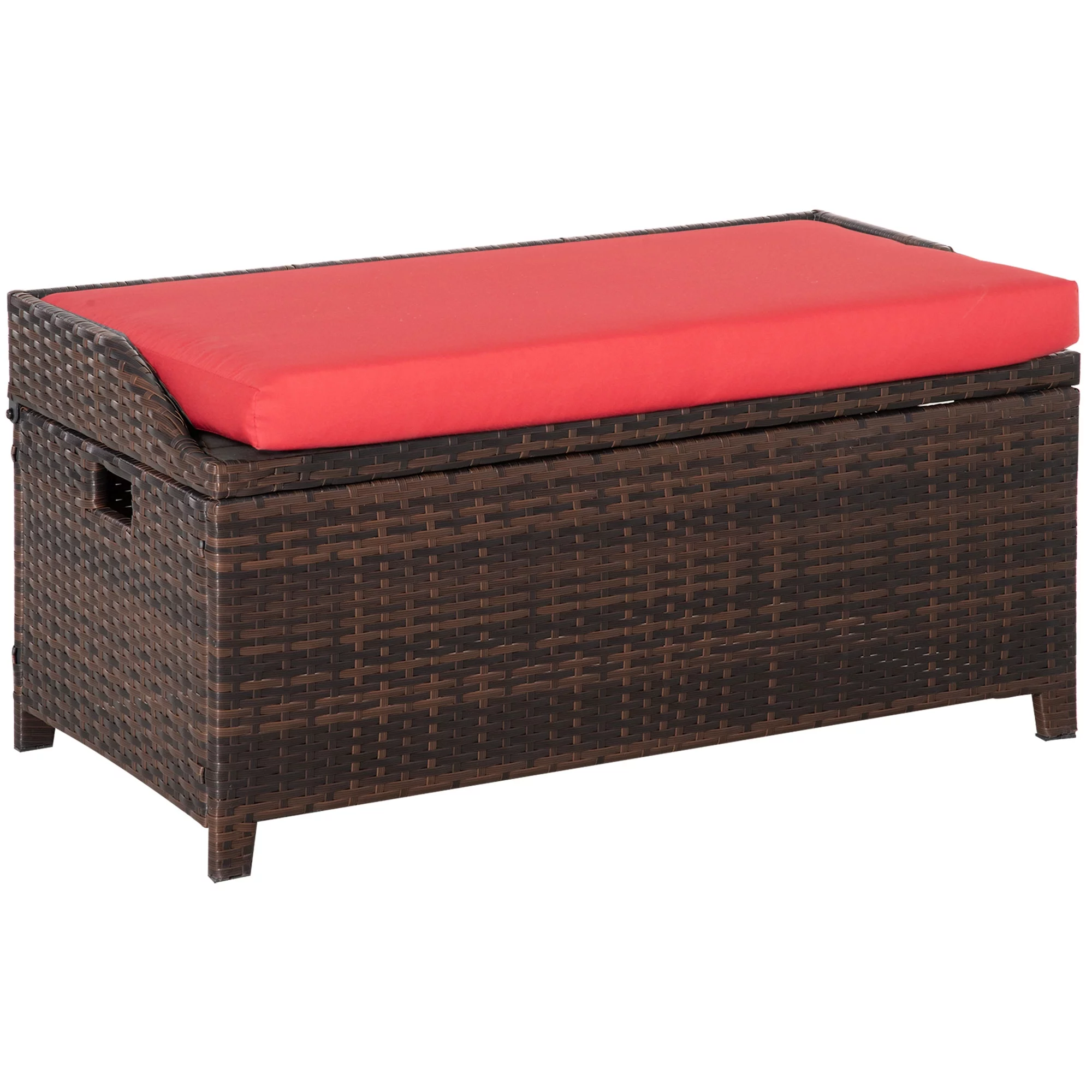 Outsunny Outdoor Wicker Storage Bench Deck Box
