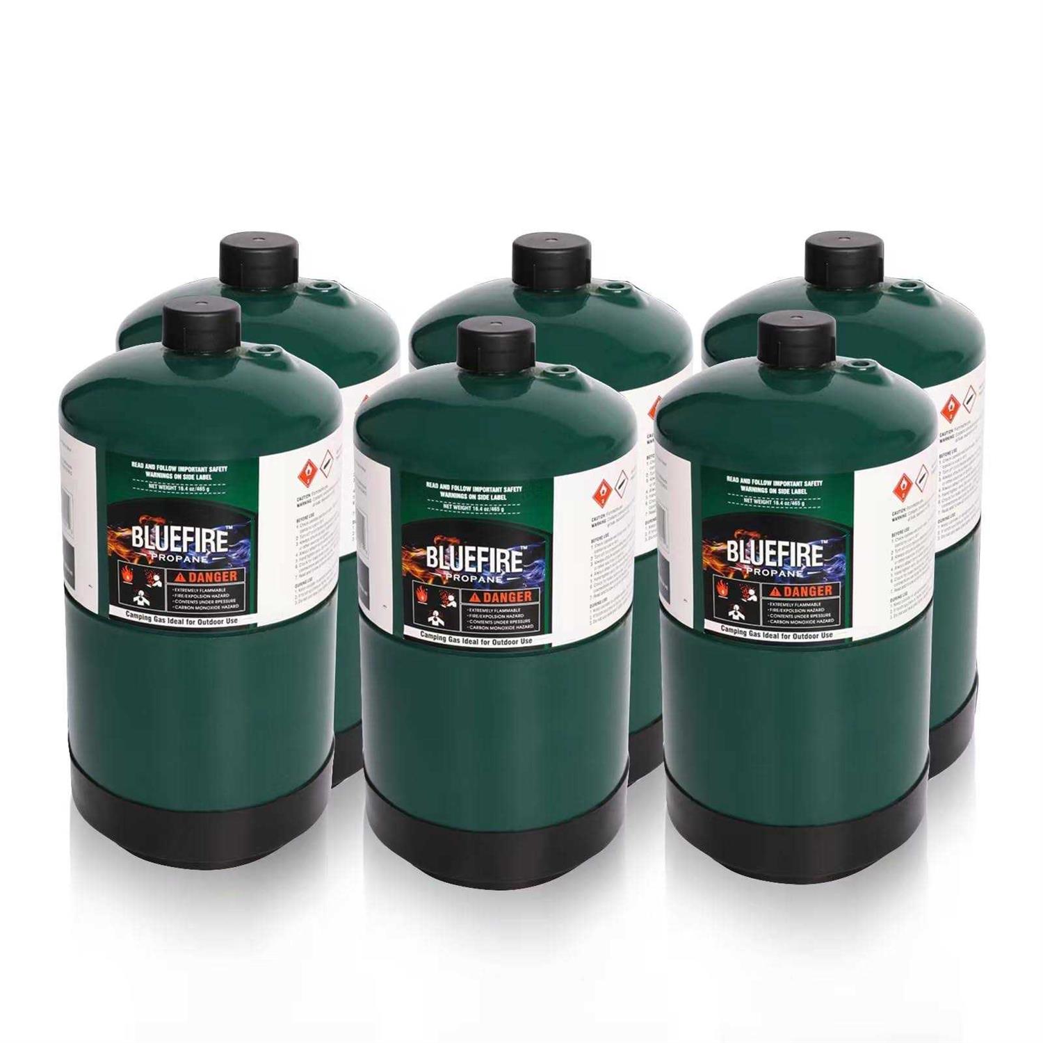 BLUEFIRE 16.4 oz Propane Replacement Fuel Camping Gas Cylinder Pack All Purpose Portable Canister Coleman Propane Gas Tank for Camping Stove