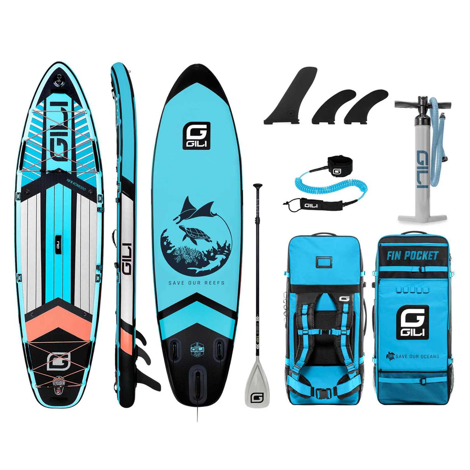 GILI Komodo Inflatable Stand Up Paddle Board 106 Long x 33 Wide x 6 Thick - Sports Supplies Online Store