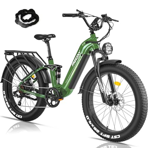 FREESKY Electric Bike for Adults 1000W/Peak 1600W Power Motor 48V 20 AH Battery Ebike up to 32MPH, 26''*4.0 Fat Tire Step-Thru E-Bike