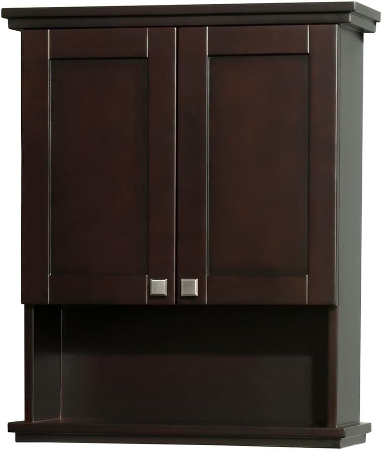 Wyndham Collection Acclaim Solid Oak Bathroom Wall-Mounted Storage Cabinet in Espresso