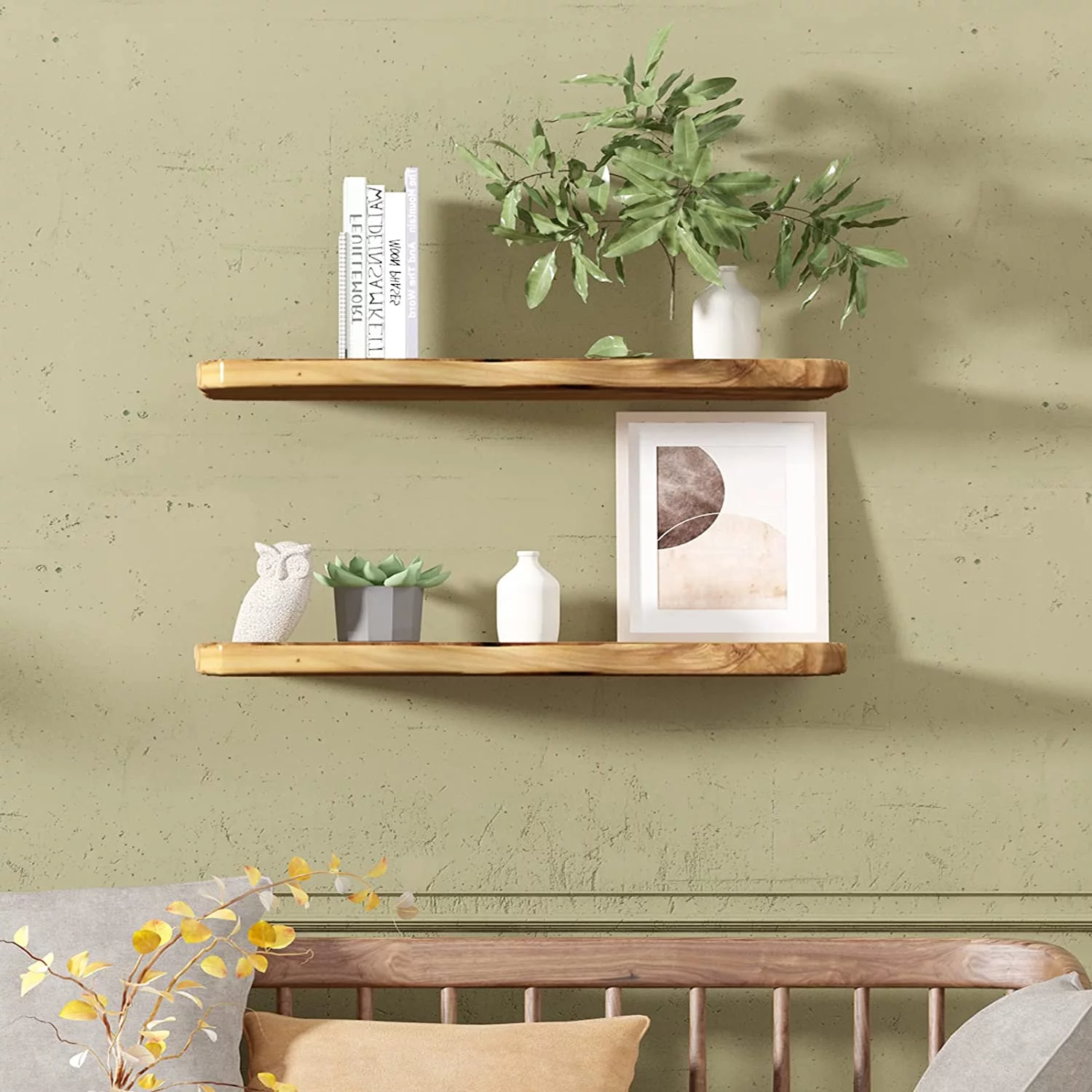 24 Inch Cedar Natural Edge Floating Shelf Set Of 2