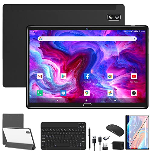 2024 Newest Android 13 Tablet, 2 in 1 Tablet 10.1 Inch, 4G Cellular Tablet with Keyboard, 64GB ROM + 4GB RAM, Octa-Core Processor, 2 Sim Slots