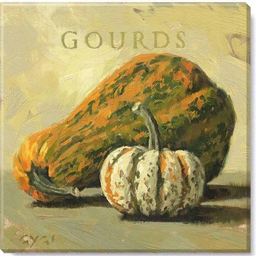 Sullivans Darren Gygi Gourds Canvas, Museum Quality Giclee Print, Gallery Wrapped, Handcrafted in USA 14x22W Orange