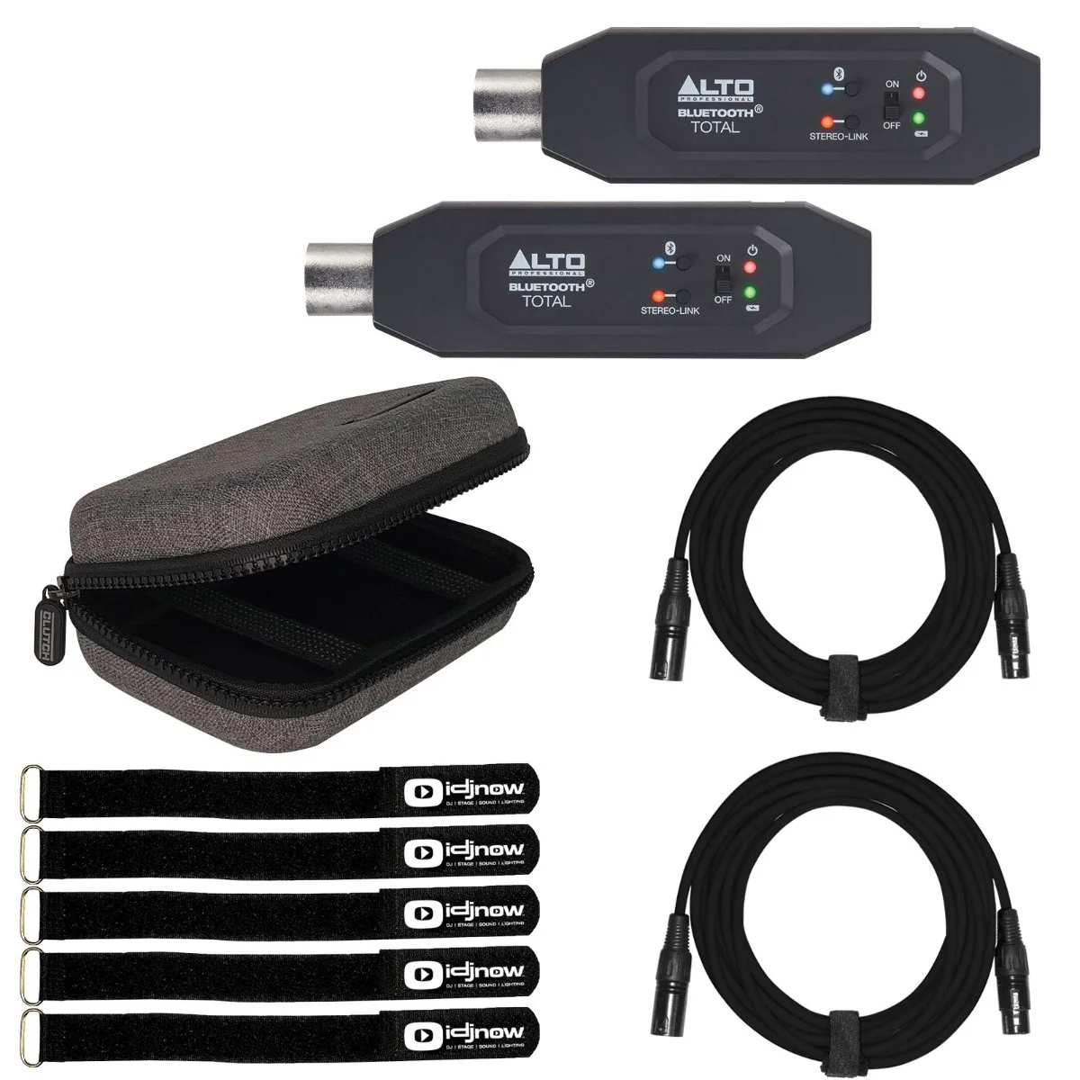 (2) Alto Professional Bluetooth Total MKII XLR-Equipped Rechargeable Bluetooth Audio Adapters with Cables & Case Package - Curated Treasures Market