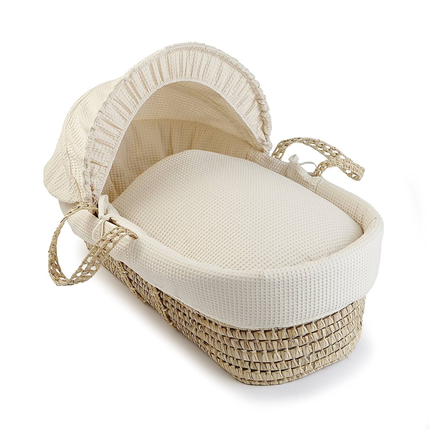 Clair De Lune Waffle Palm Moses Basket - Cream