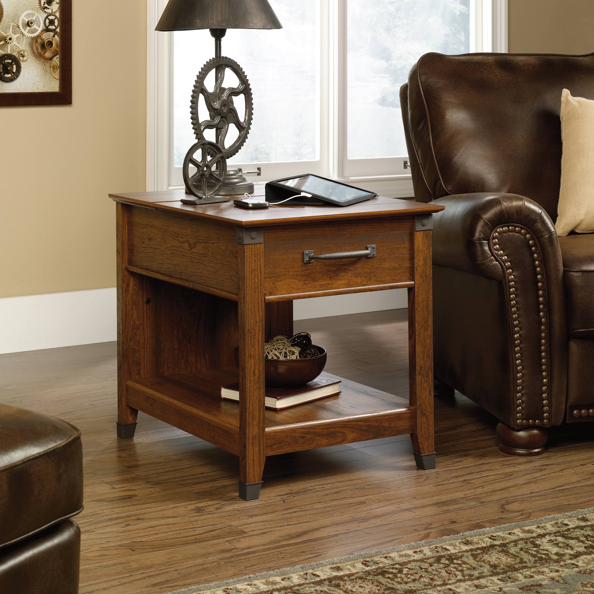 Sauder Carson Forge Smartcenter Side Table, Washington Cherry