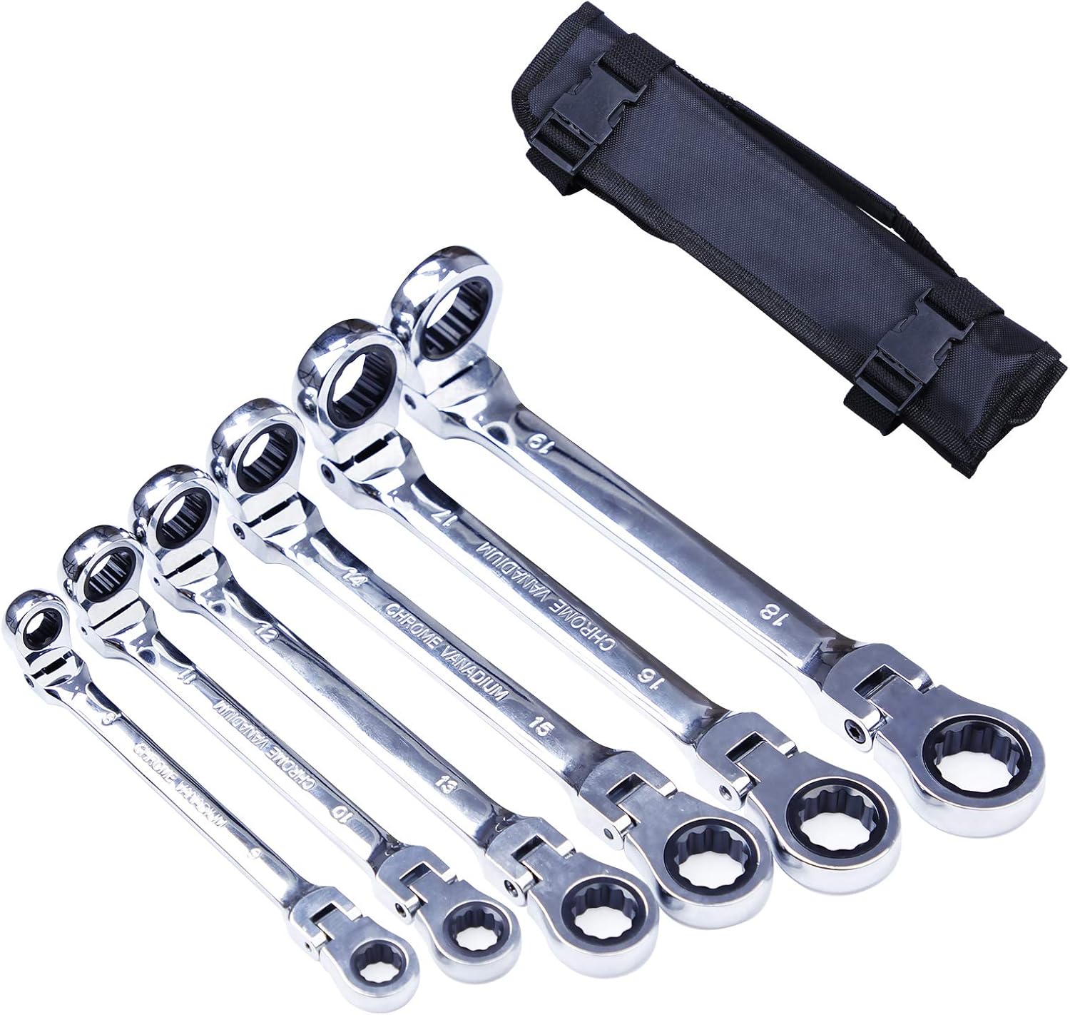 BANG 4 BUCK Metric Ratchet Wrench Set Double Box End Flex Head Ratcheting Wrench Roll for Craftsman