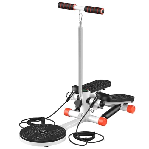 Mini Twist Stepper with Resistance Bands, Stepper Machine with 330LBS Weight Capacity, Mini Stepper with Adjustable Twist Table, LCD Monitor