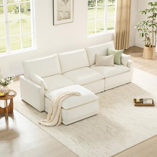 CHITA 113" Oversized Cloud Sectional Couch, Modern Modular Sectional Sofa Set for Living Room, 4 Seater L Shaped Couch, Cream