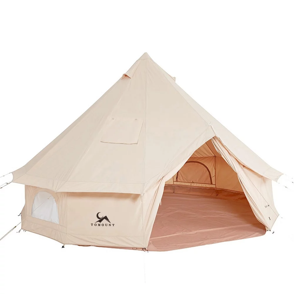 TOMOUNT Canvas Tent Bell Tent Yurt with Stove Jack Zipped Floor for Glamping 10ft/3m Dia 38LBS