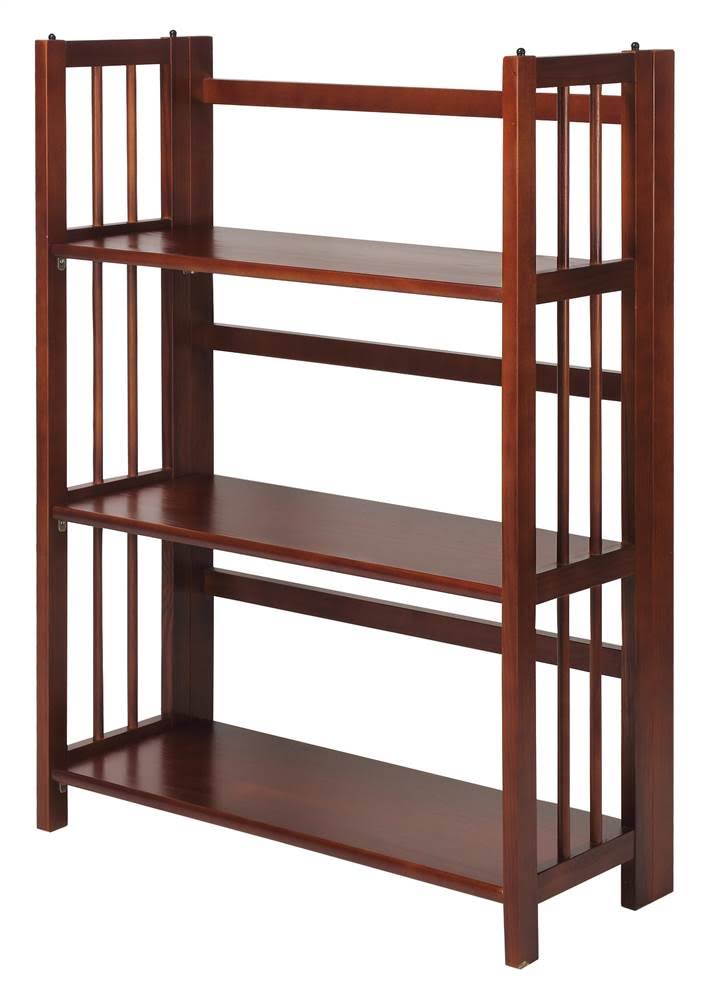 Casual Home 3-Shelf Folding Stackable Bookcase 27.5x22 Wide-Walnut