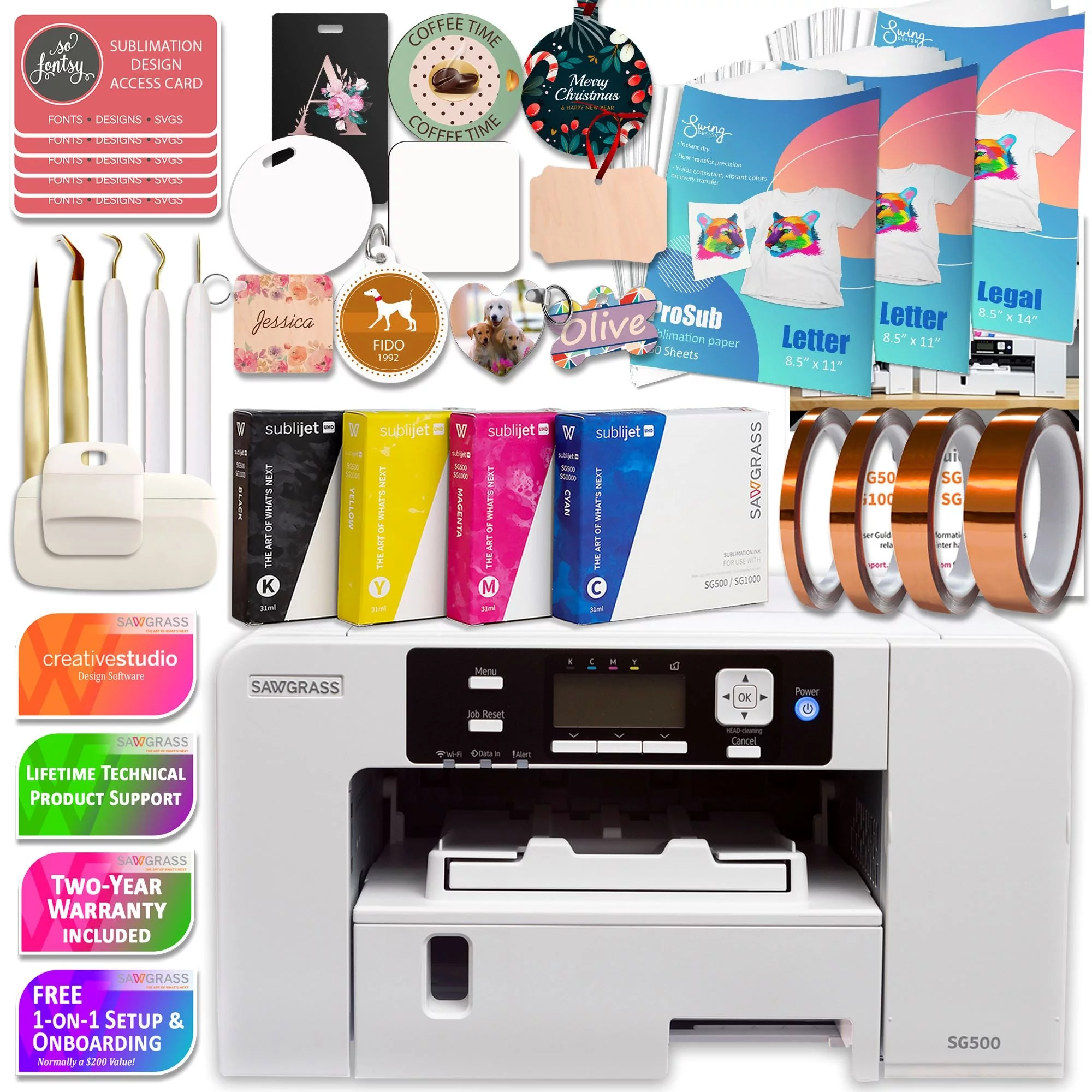 Sawgrass UHD SG500 Sublimation Printer Deluxe 450 Sheet Starter Bundle - Radiant Selections