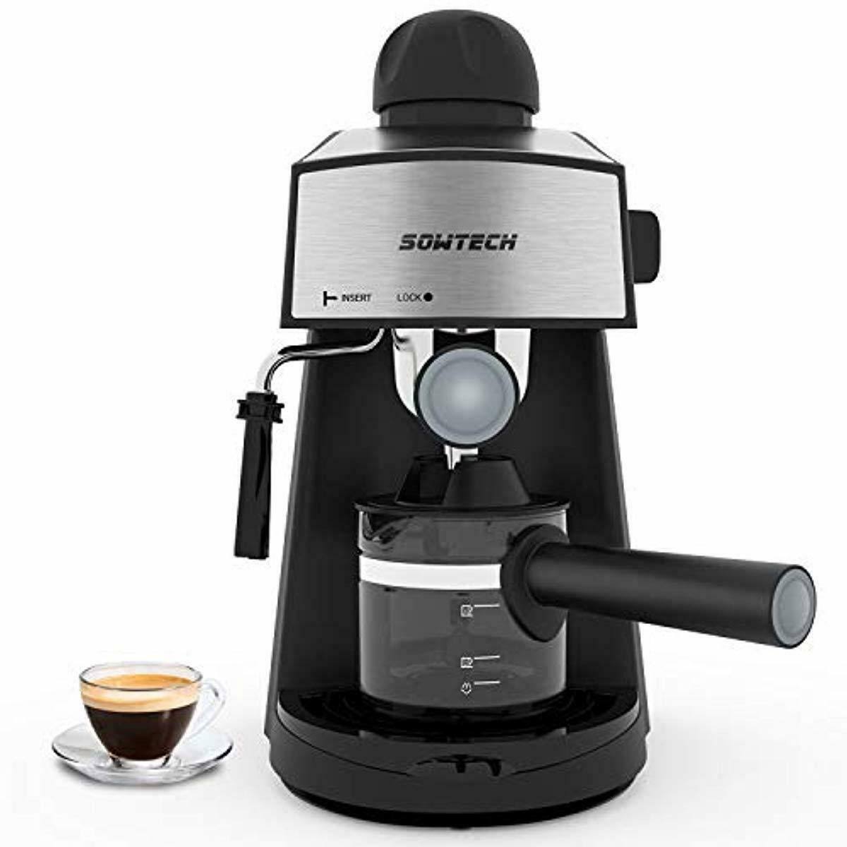 Sowtech Espresso Machine 3.5 Bar 4 Cup Espresso Maker Cappuccino Machine with Steam Milk