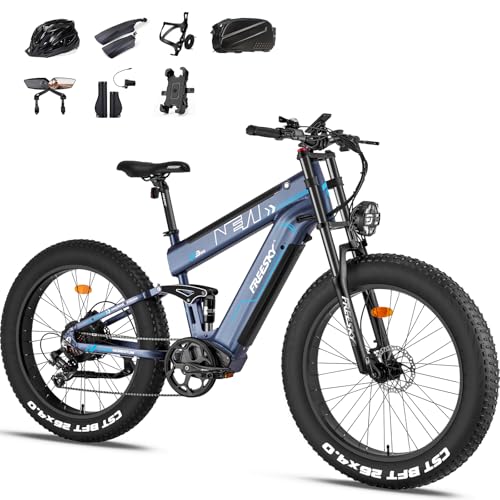 FREESKY 2024 Upgraded Dual Battery 48V 35AH 2000W Motor 80-155 Miles Long Range Electric Bike for Adults 38MPH+ 26" Fat Tire Full Suspension EBike