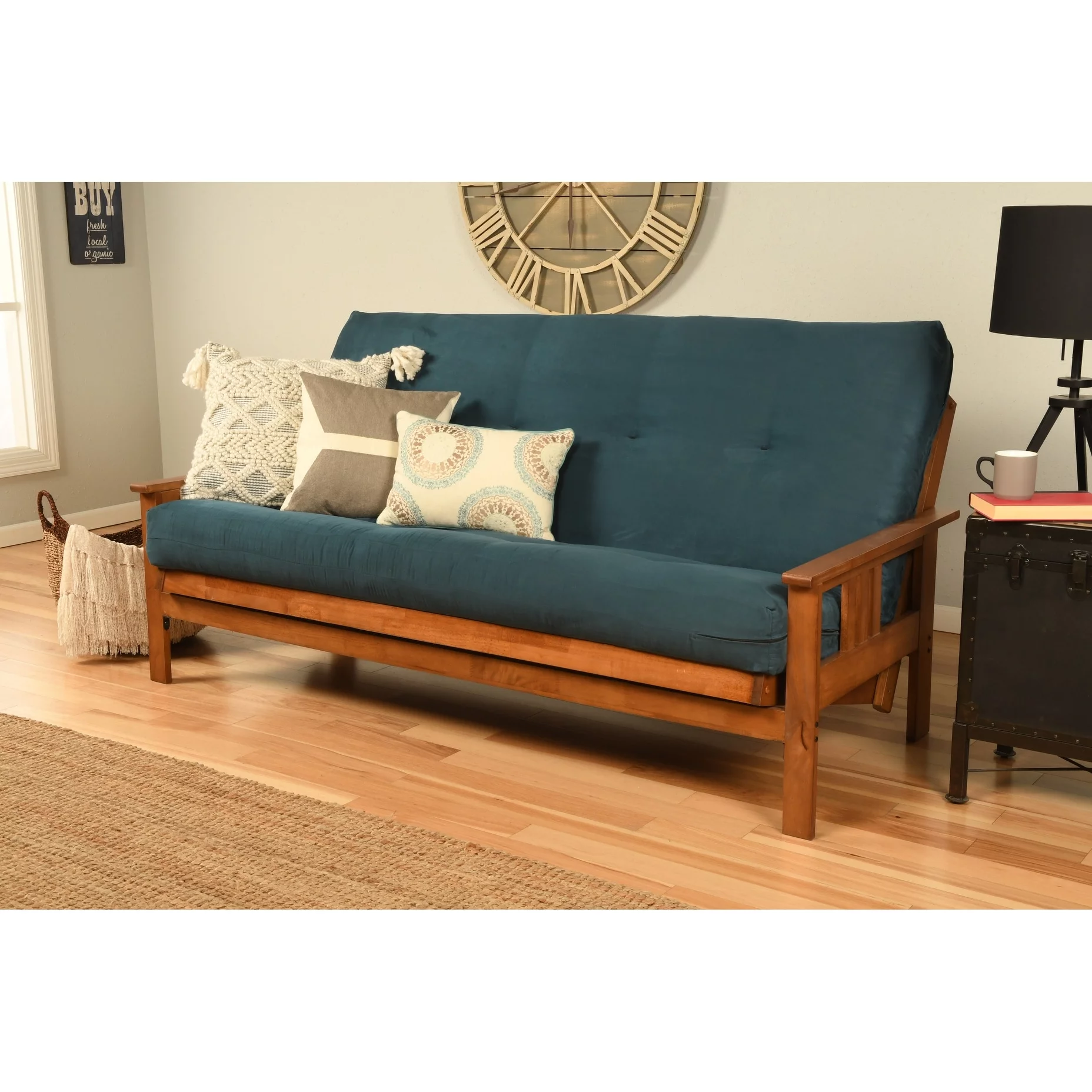 Kodiak Furniture Cotton and Foam Full-size Futon Mattress in Suede Blue