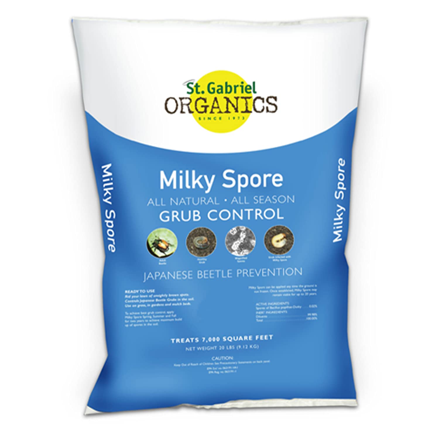 St. Gabriel Organics Milky Spore Granular Natural Bacteria Japanese Beetle Grub Killer Lawn and Garden Care Control, 20 Pound Pack (3 Pack)