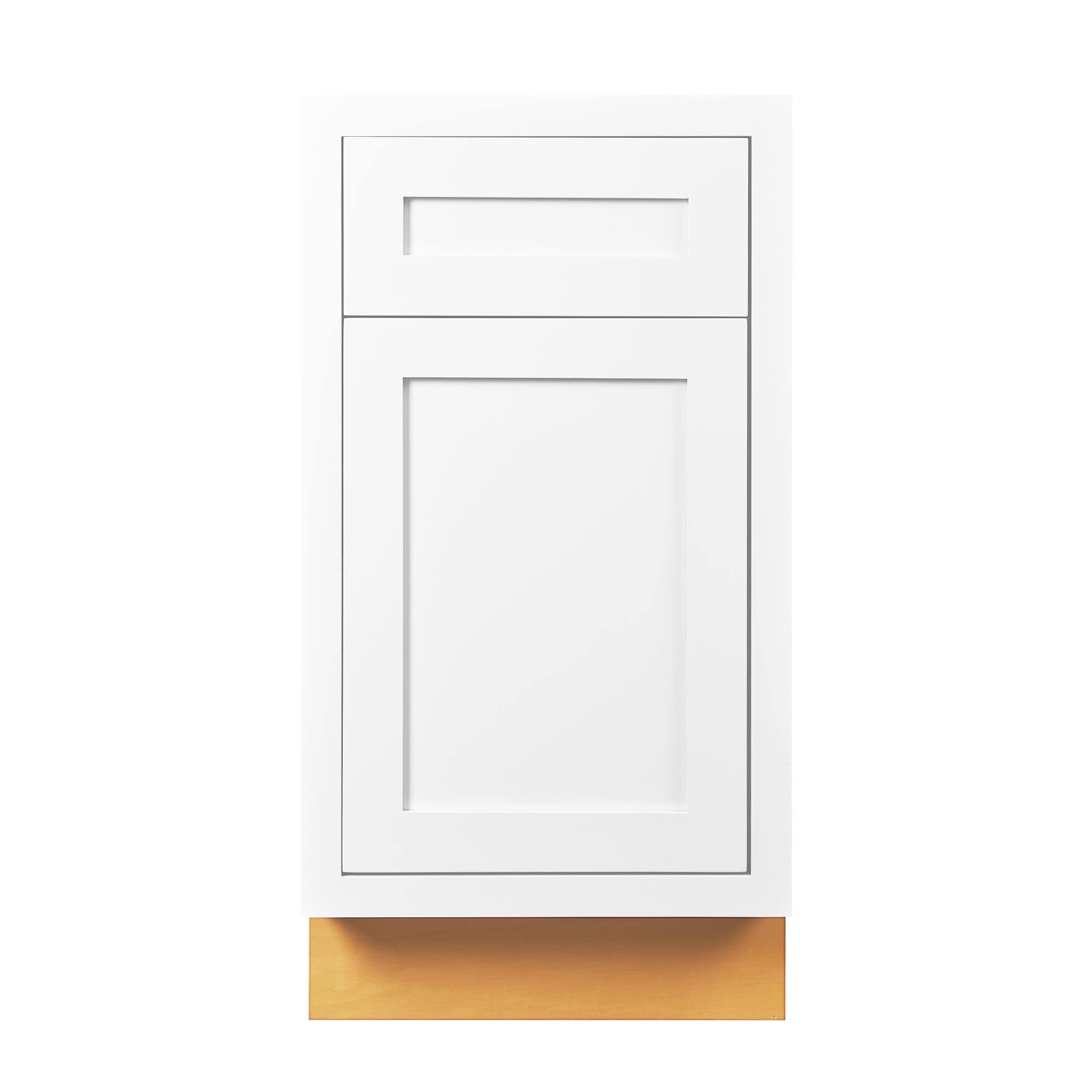RTA Wholesalers 18 inch Wide Kitchen Base Kitchen Cabinet Snow White Inset Shaker - Single Door Single Drawer - Unassembled