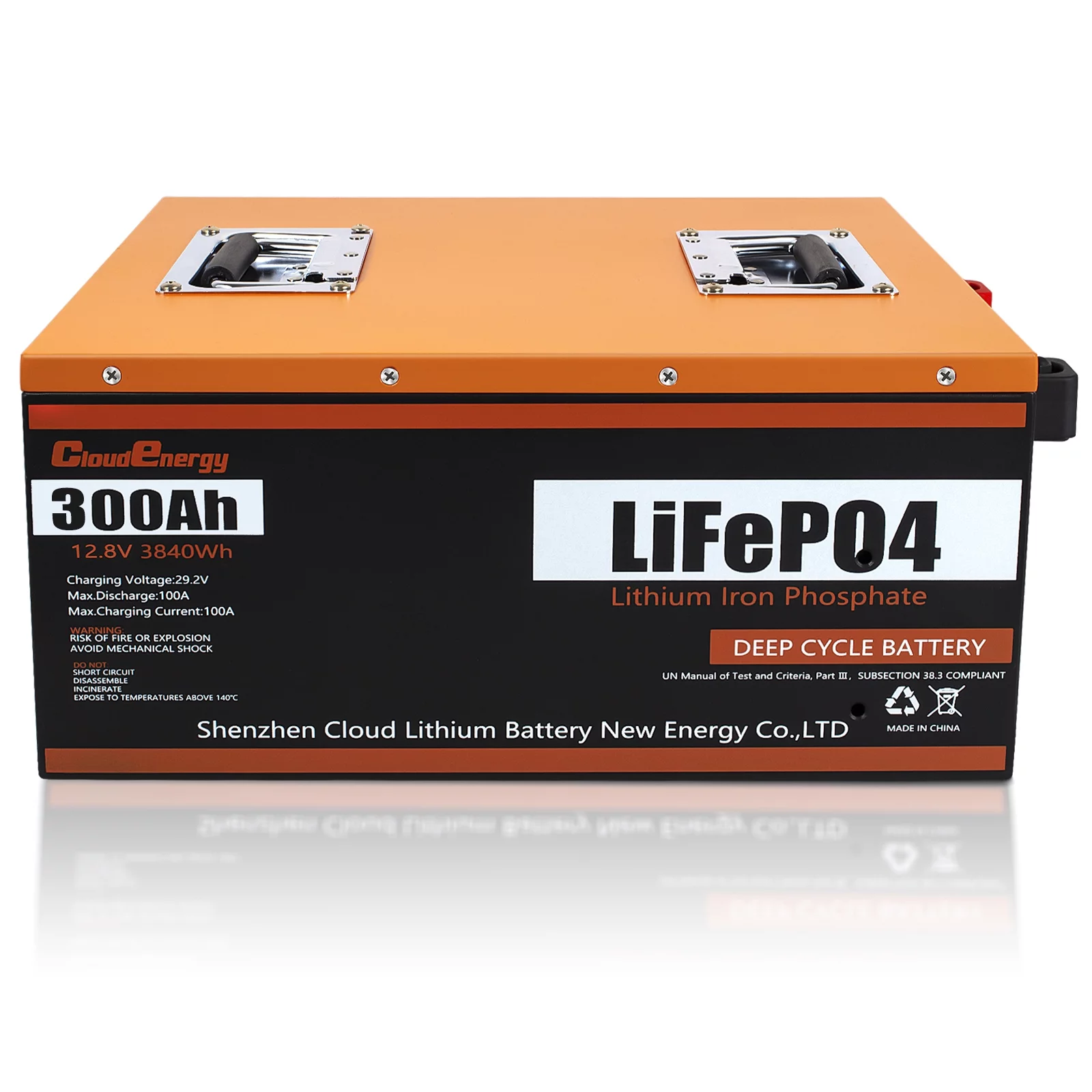 Cloudenergy LiFePO4 Battery 12V 300Ah 3.84kWh Deep Cycle, Built-in 100 Ampere BMS, 6000+Cycles & 10 Year Lifetime