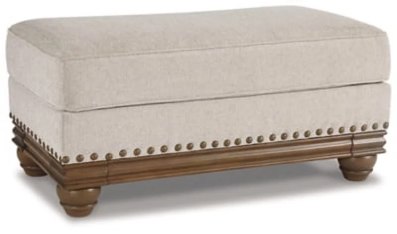 Signature Design by Ashley Traditional Harleson Ottoman Chenille Wheat