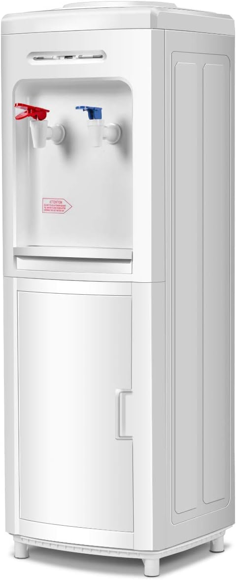 Casart Top Loading Water Cooler Dispenser 5 Gallon with Storage Cabinet,Normal Temperature and Hot Water Bottle Load Electric for Home Office