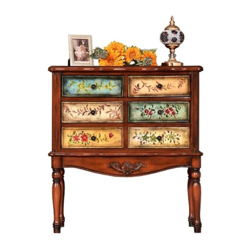 Bufetera Solid Wood Sideboard Rural Entrance Cabinet Living Room Entrance Storage Hand-painted Storage Cabinet