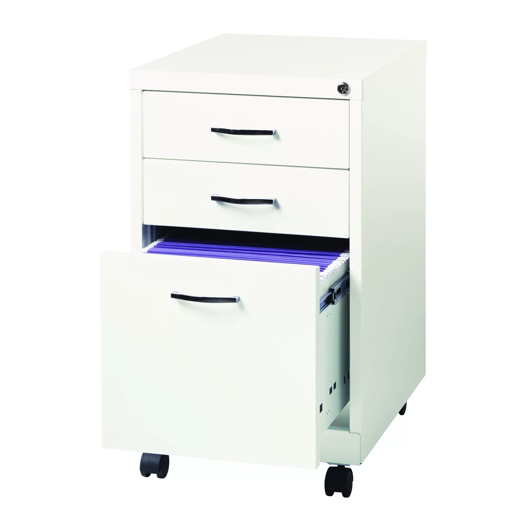Porch & Den Office Dimensions 19" 3-Drawer Home Office Mobile Pedestal File Cabinet, White