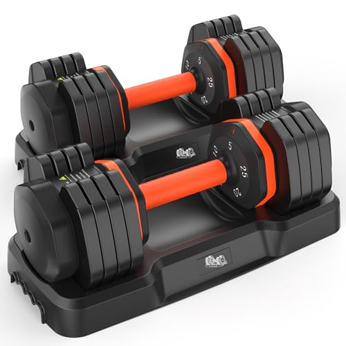 25LB 55LB Adjustable Dumbbells Set, 5LB to 25LB Dumbbells Pair,15LB to 55LB Adjustable Dumbbells of 2, Home Gym Weight Dumbbells Set 50lbs/110lbs