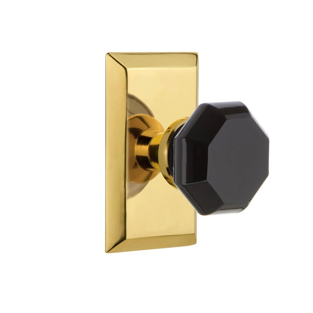 Nostalgic Warehouse 723631 Studio Plate Double Dummy Waldorf Black Door Knob in Polished Brass