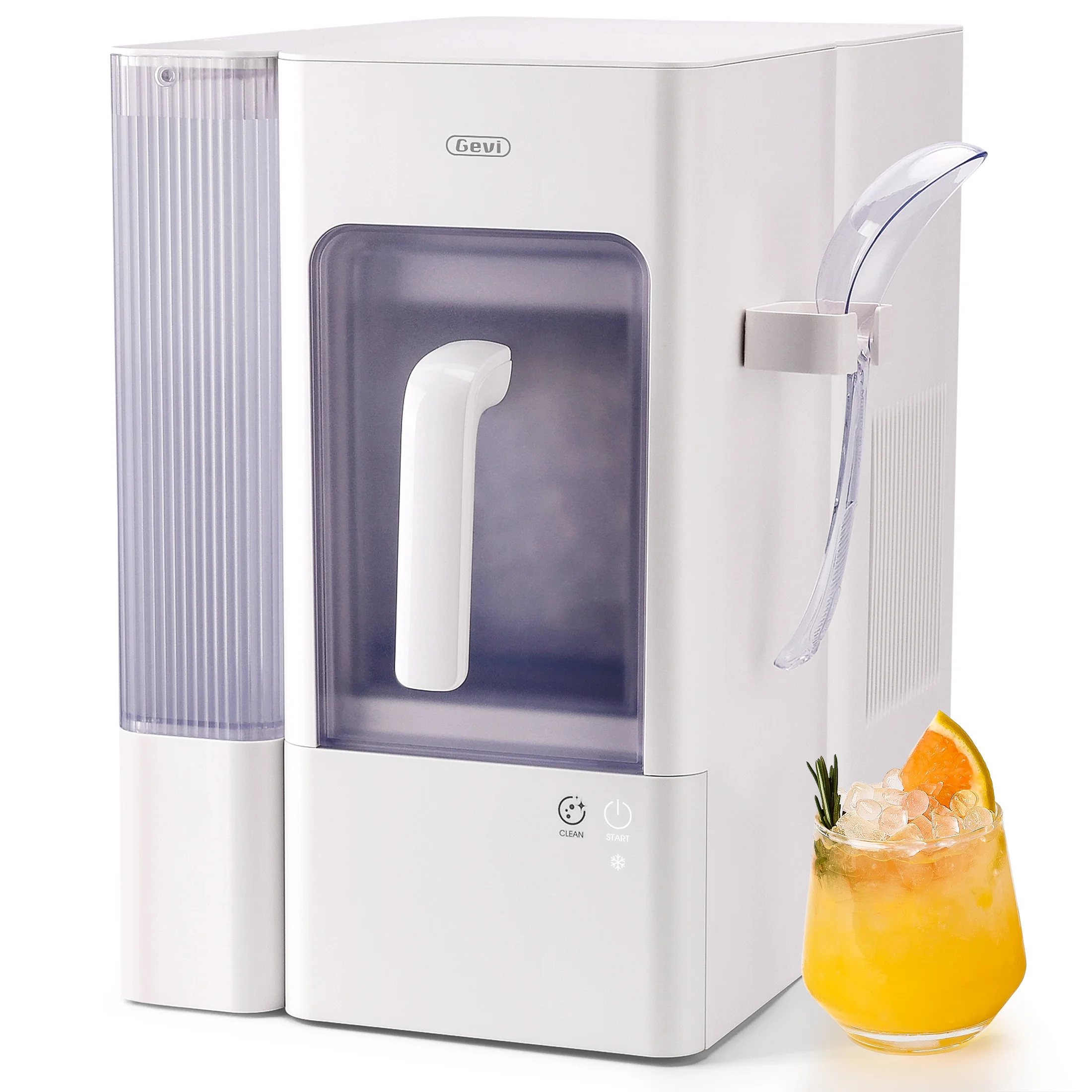 Gevi Adella Nugget Ice Maker Countertop | Self-Cleaning Ice Machine with Soft Chewable Ice | Ideal for Home, Kitchen, Gathering | White