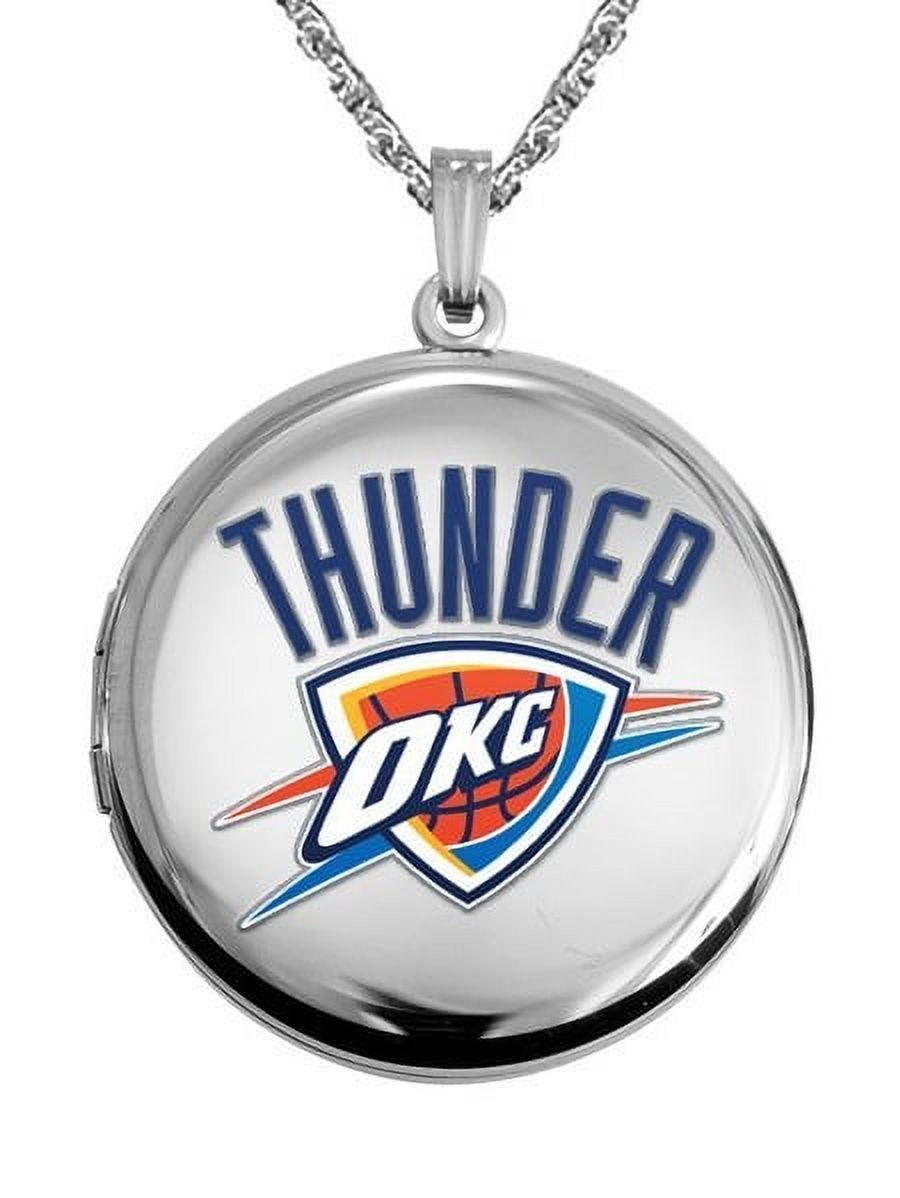 14k White Gold Round Oklahoma City Thunder Picture Locket - Approx. 3/4 Inch X 3/4 Inch -14k White Gold