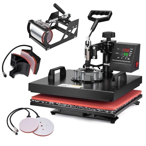 Slendor 8 in 1 Heat Press Machine 15x15 inch 360-Degree Swing Away Digital T Shirt Pressing Machine Multifunction Heat Transfer Sublimation Combo for
