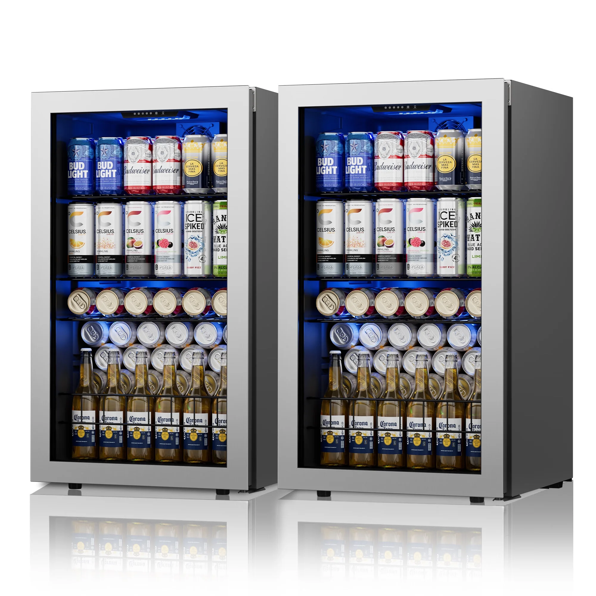 Ca'Lefort Beverage Refrigerator Cooler, 280 Can Freestanding Beverage Fridge，Mini fridge with Glass Door for Home/Bar/Office(2 Pack)